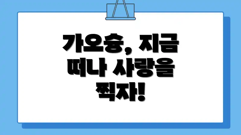 가오슝, 지금 떠나 사랑을 찍자!