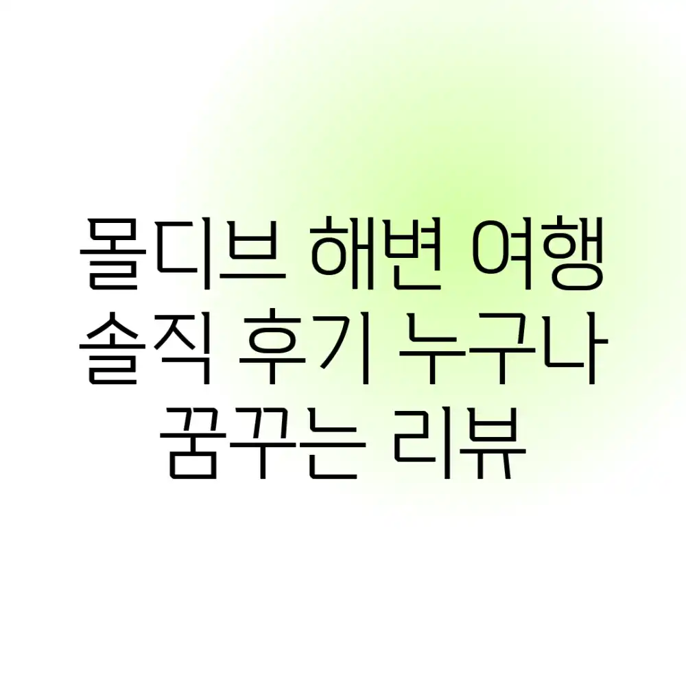 몰디브 해변 여행 솔직 후기! 누구나 꿈꾸는 리뷰