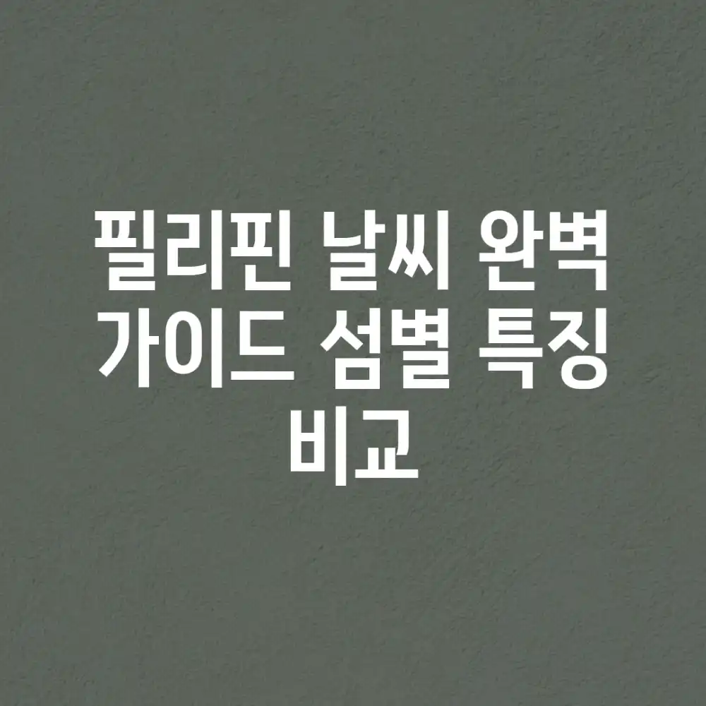 필리핀 날씨 완벽 가이드: 섬별 특징 비교!