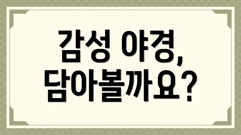 감성 야경, 담아볼까요?