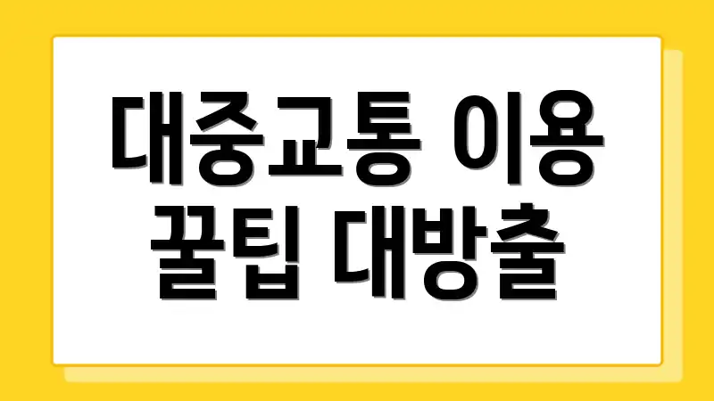 대중교통 이용 꿀팁 대방출