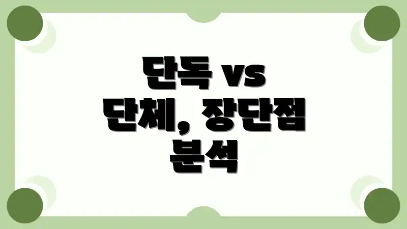 단독 vs 단체, 장단점 분석