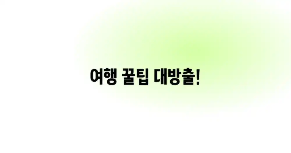 여행 꿀팁 놓치지 마세요!