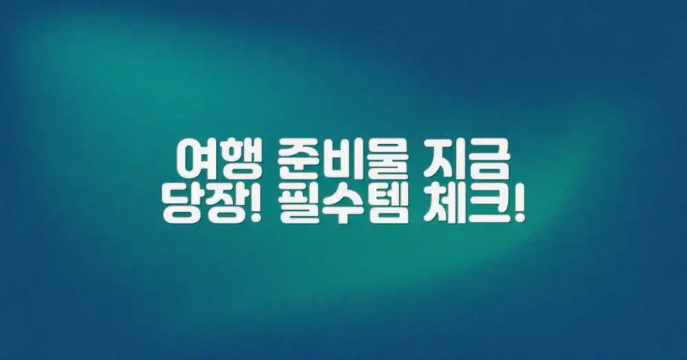 여행 준비물 지금 챙기세요!