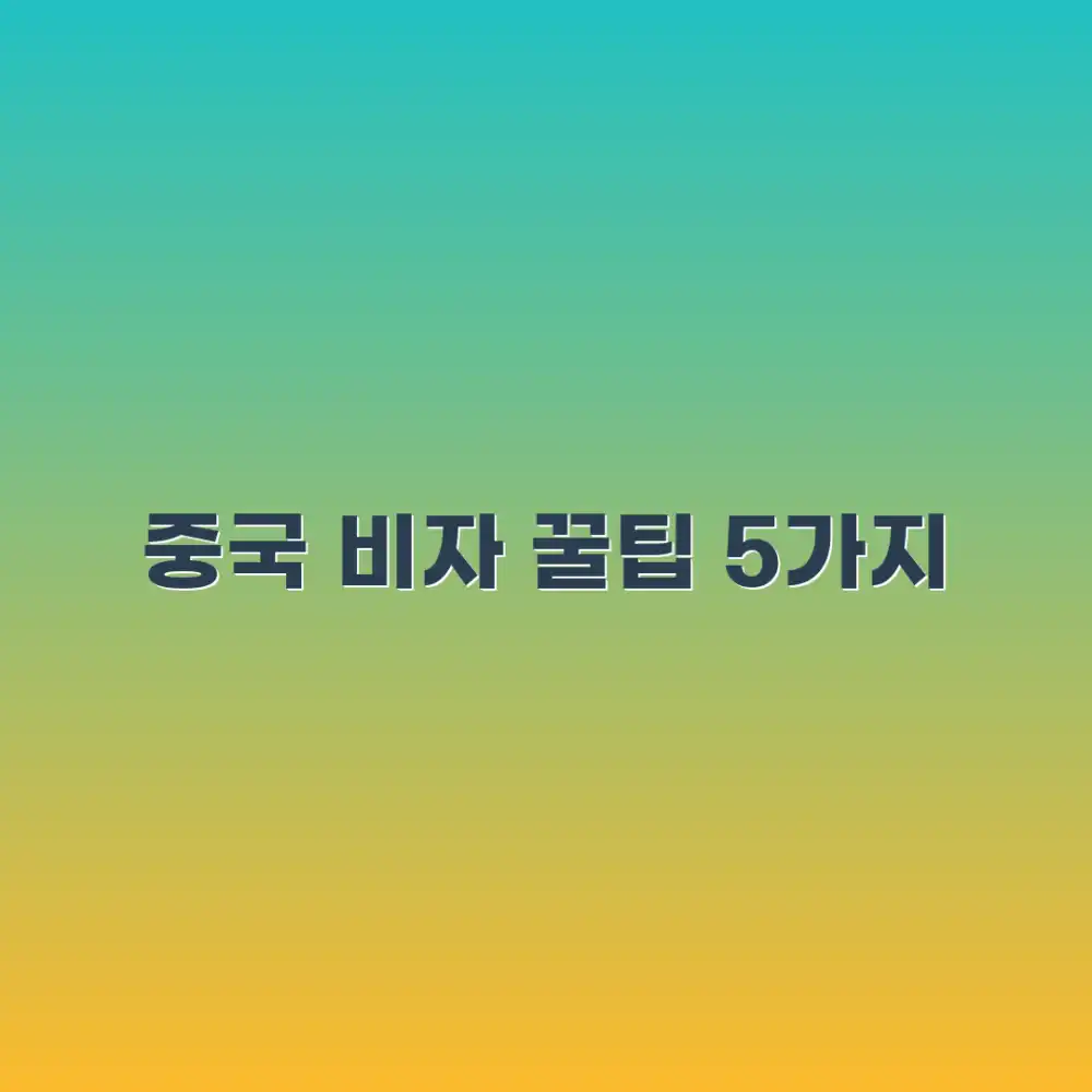 중국 여행 비자 발급 5가지 꿀팁