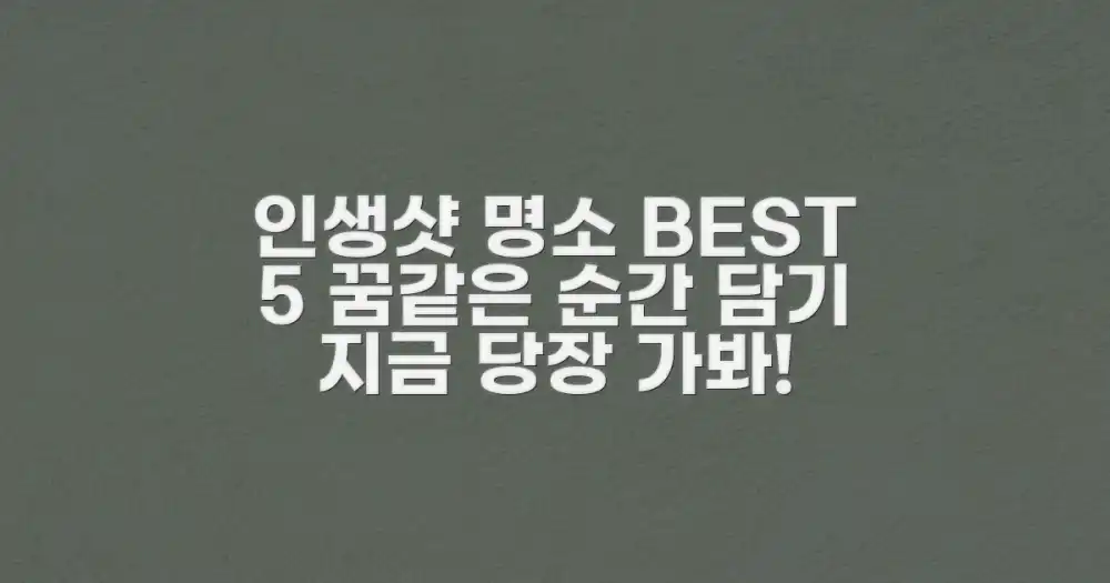 꿈같은 순간, 인생샷 명소 BEST 5